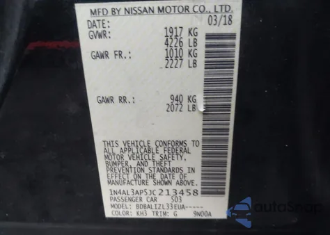 2018 Nissan Altima 2.5 Sv from USA, damaged, VIN 1N4AL3AP5JC213458
